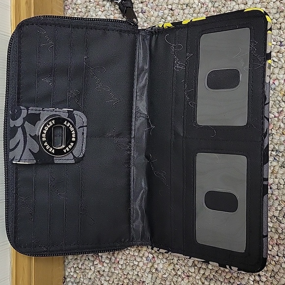 Vera Bradley Black and Yellow Floral Baroque Turn Lock Women's Wallet NWT - Picture 5 of 6